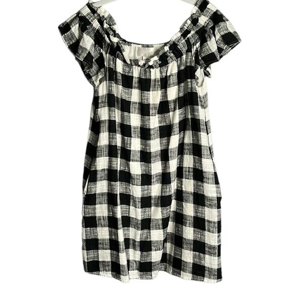 CoreyLynnCalter Black and White Plaid Off Shoulder Sheath Dress Size XS - Picture 1 of 8